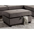 Charcoal Microfiber Tufted Rectangle Storage Ottoman K118013