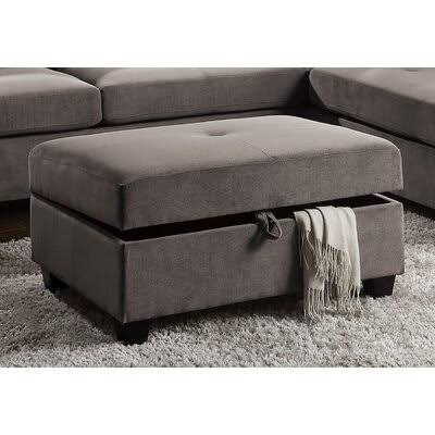 Charcoal Microfiber Tufted Rectangle Storage Ottoman K118013