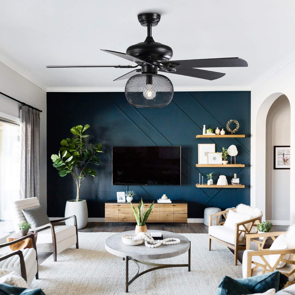 50 Inch Black Industrial Ceiling Fan with Remote Z2466