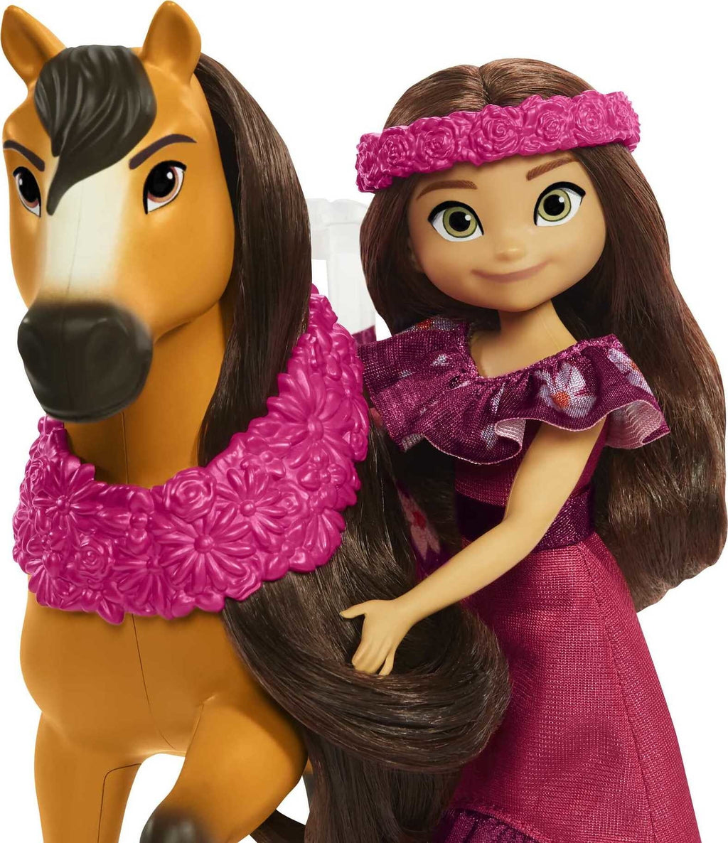 Lucky Doll with Dress, Floral Crown, Brush & Spirit Horse with Long Mane N33631