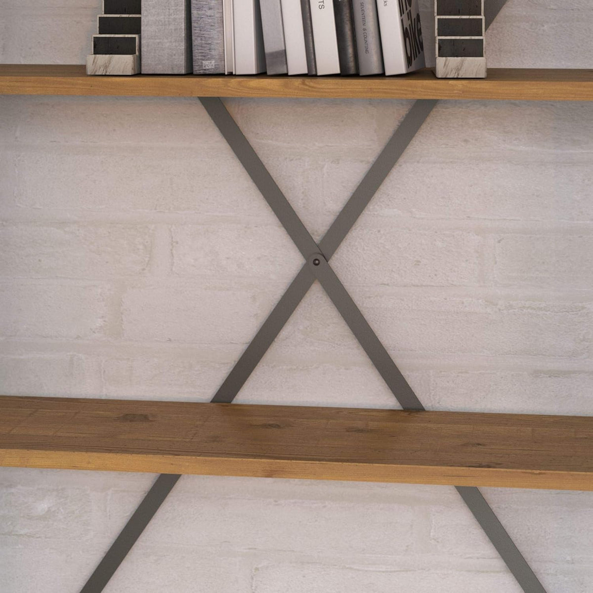 Vintage Golden Pine 5 Shelf Etagere Bookcase J1326