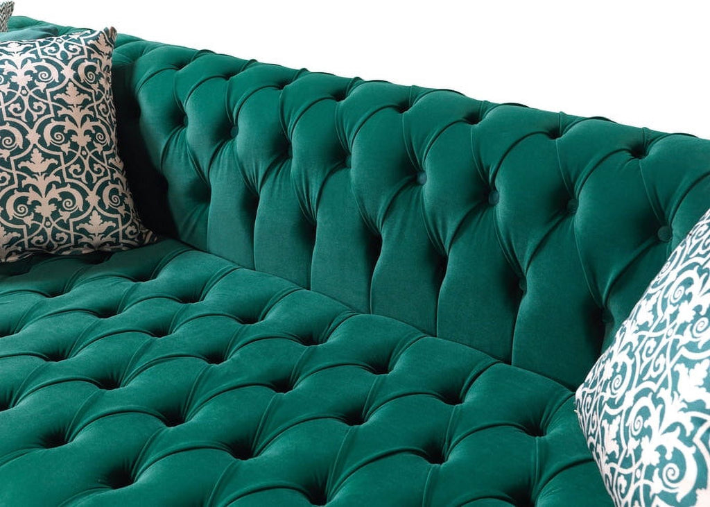 Green Velvet Double Chaise Sectional Y788