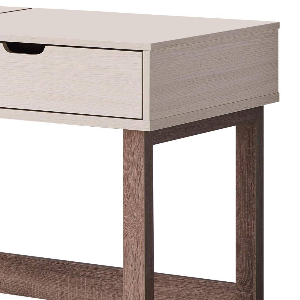Ivory and Brown 2 Drawer Wooden Desk with Sled Base G579