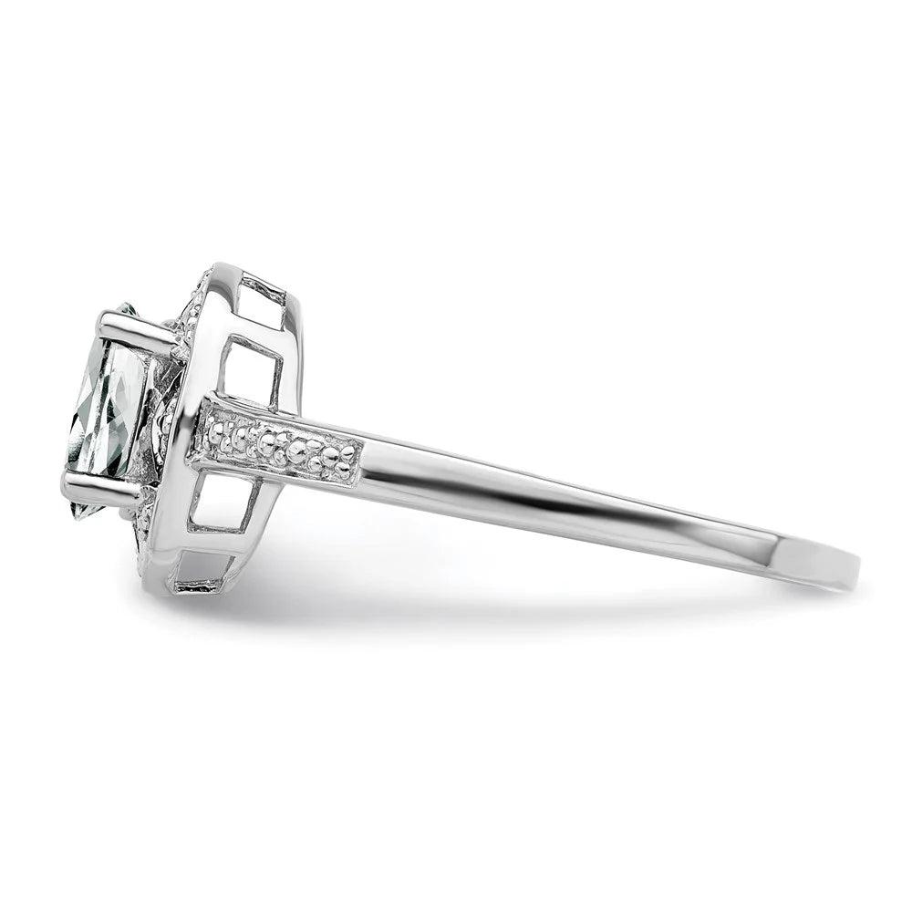 925 Sterling Silver White Topaz and Diamond Engagement Ring Size 5 G170