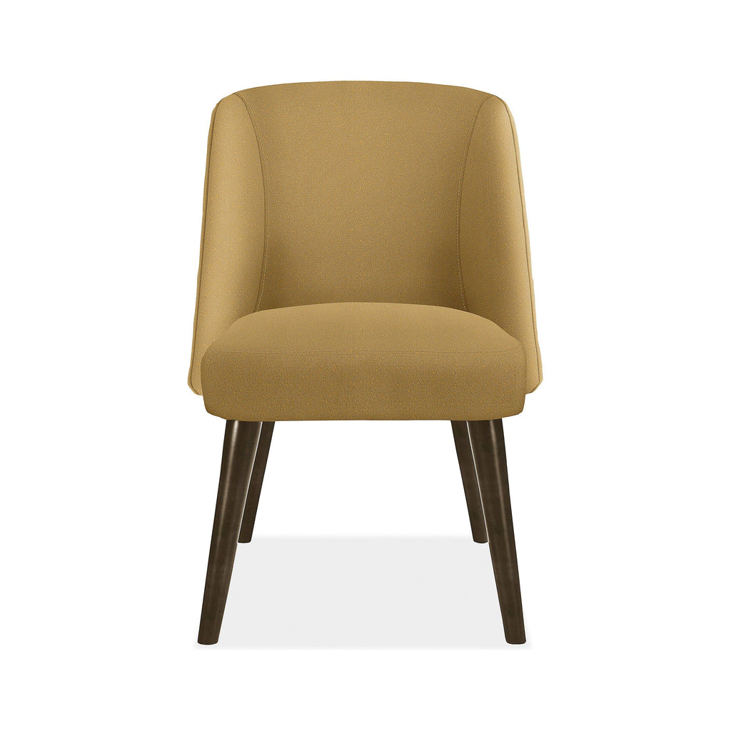 Modern Cora Side Chair in Sumner Linen with Charcoal Legs White Brown Performance Fabric X419103