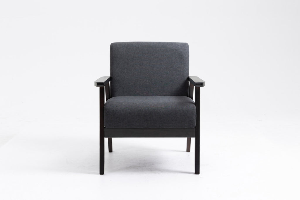 Espresso Dark Gray Linen Fabric Loveseat and 2 Chair Set R794792