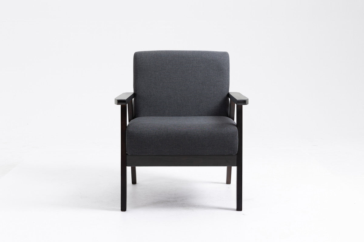 Espresso Dark Gray Linen Fabric Loveseat and 2 Chair Set R794792