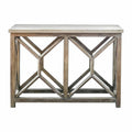 Stone Top Weathered Wood Console Table Y668