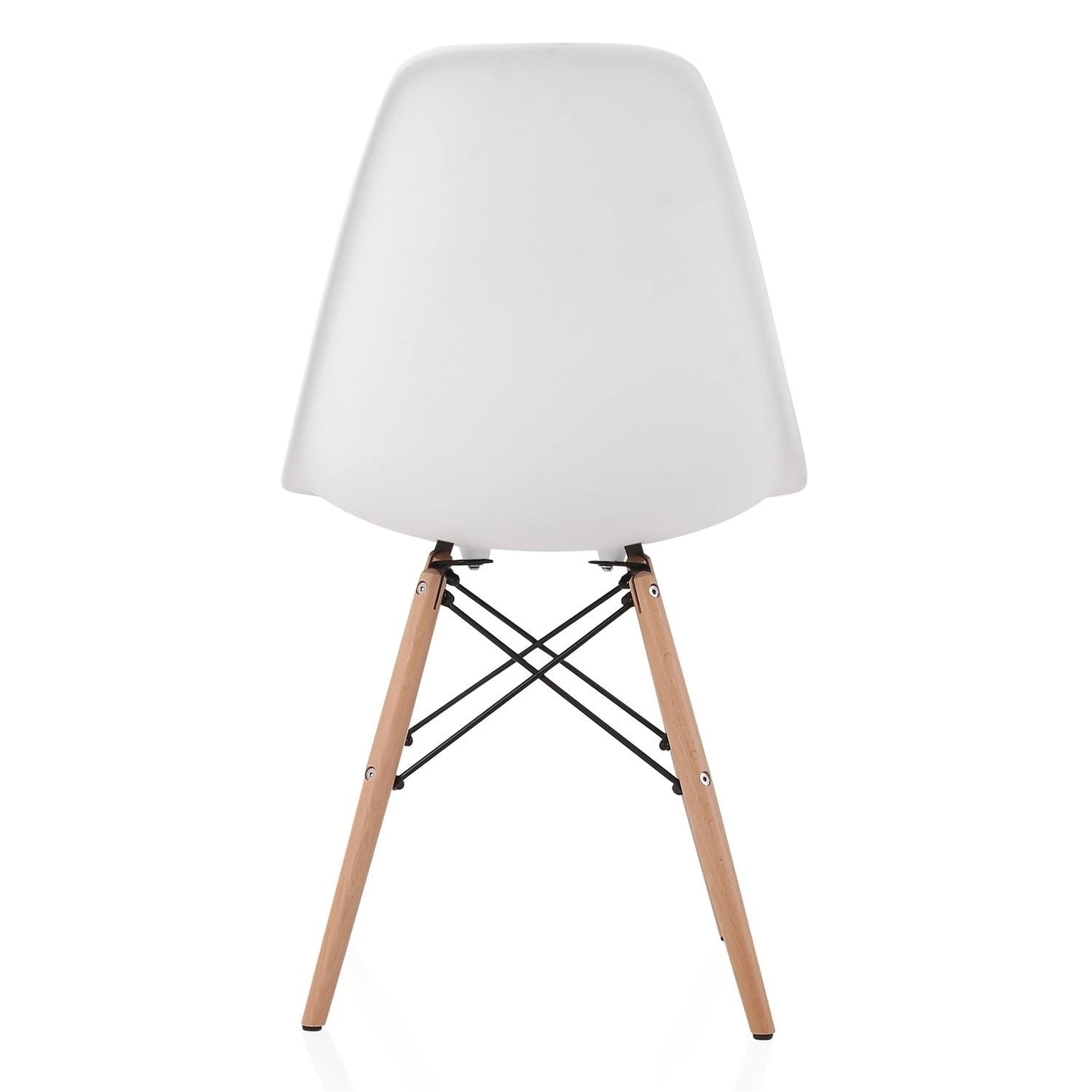 Set of 2 White Plastic Dining Shell Chair with Beech Wood Legs K366