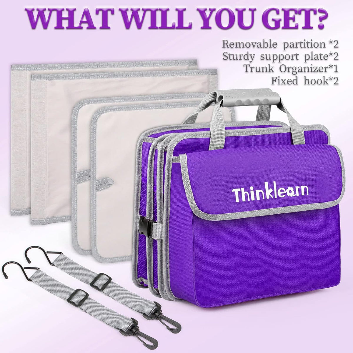 Purple Waterproof Trunk Organizer with Cooler, Pack of 2 T745