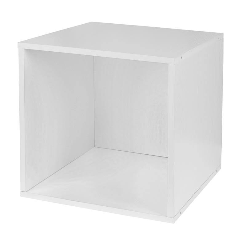 White Wood Grain Storage Set with 4 Cubes and 2 Canvas Bins O187471
