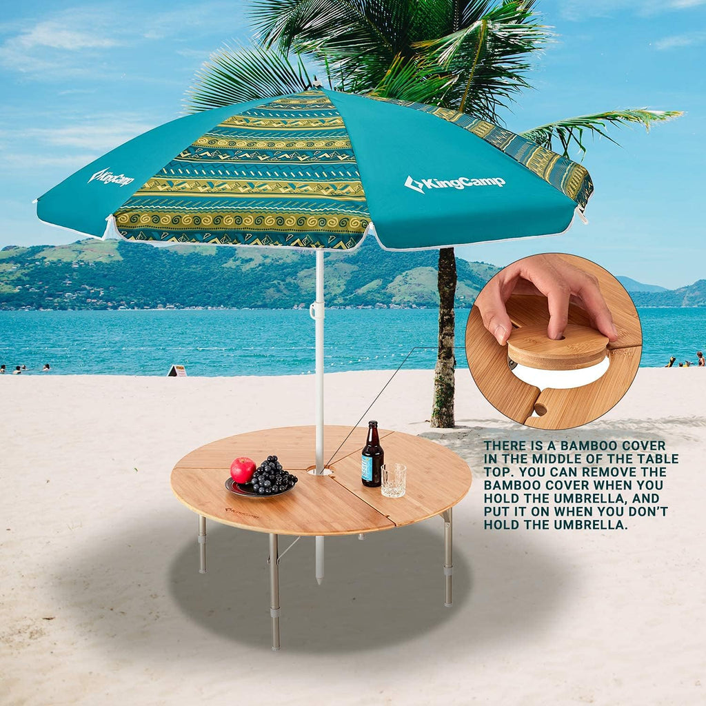 Bamboo Round Folding Table with Carry Bag J711446