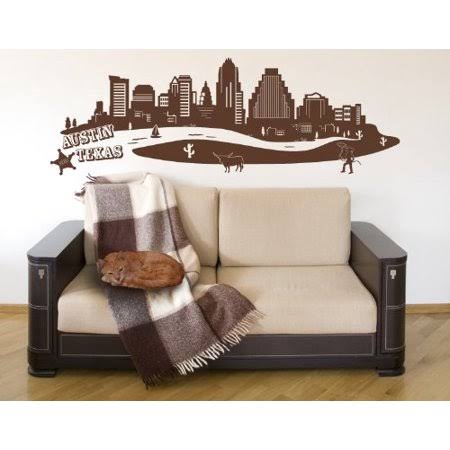 Dark Red 99in x 34in Cityscape Wall Decal L93880