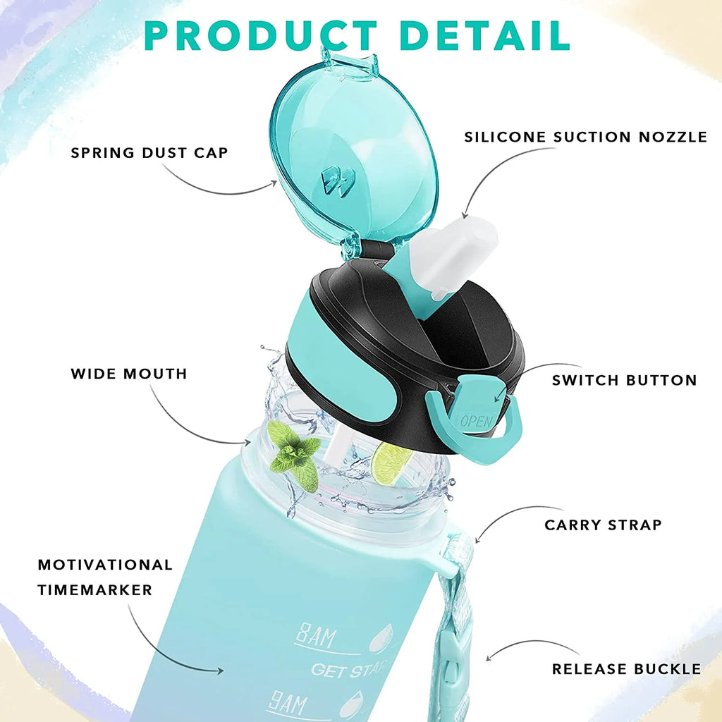 32 oz Water Bottle with Straw and Carrying Strap P22891