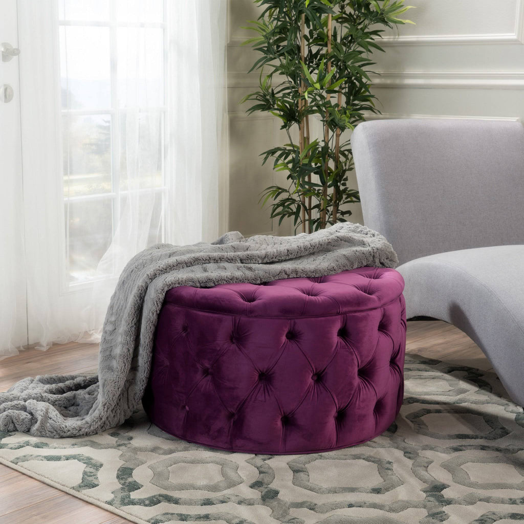 Purple Velvet Ottoman V292813