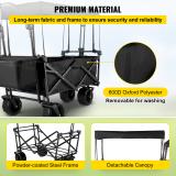 Collapsible Wagon Cart Black with Removable Canopy Oxford Cloth C93889