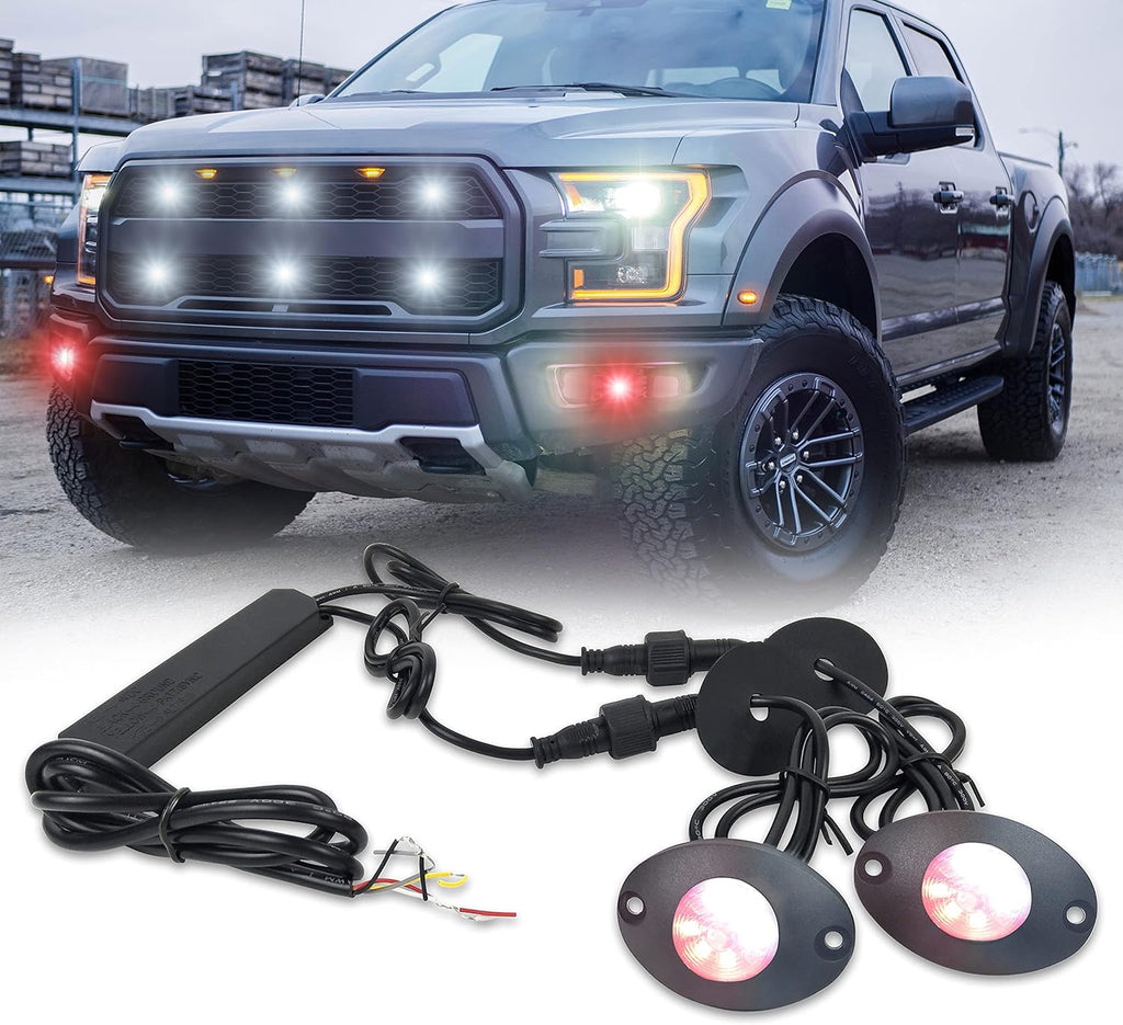 Emergency Strobe Lights Flashing Signal Light Bulb for Grille Headlight Taillight Surface Mount (All White) N994119