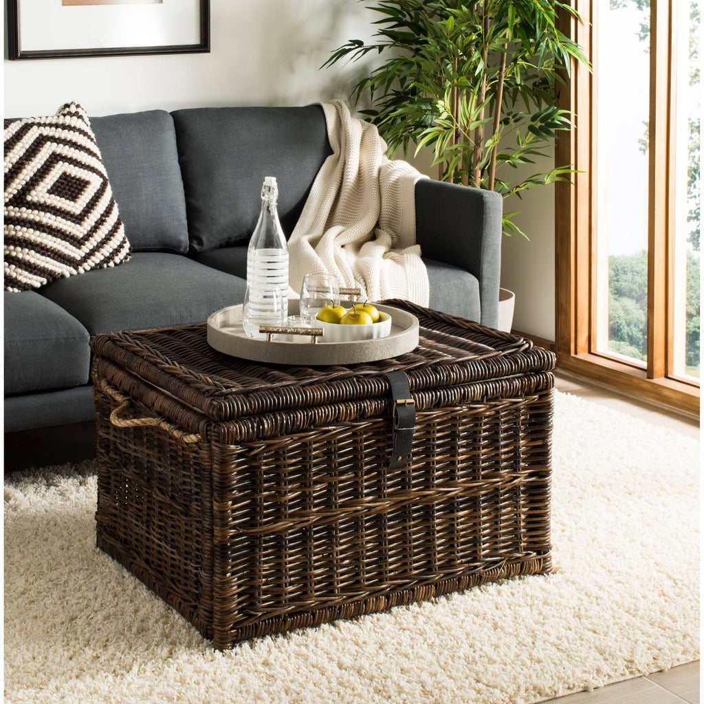 Brown Wicker Storage Trunk P301089