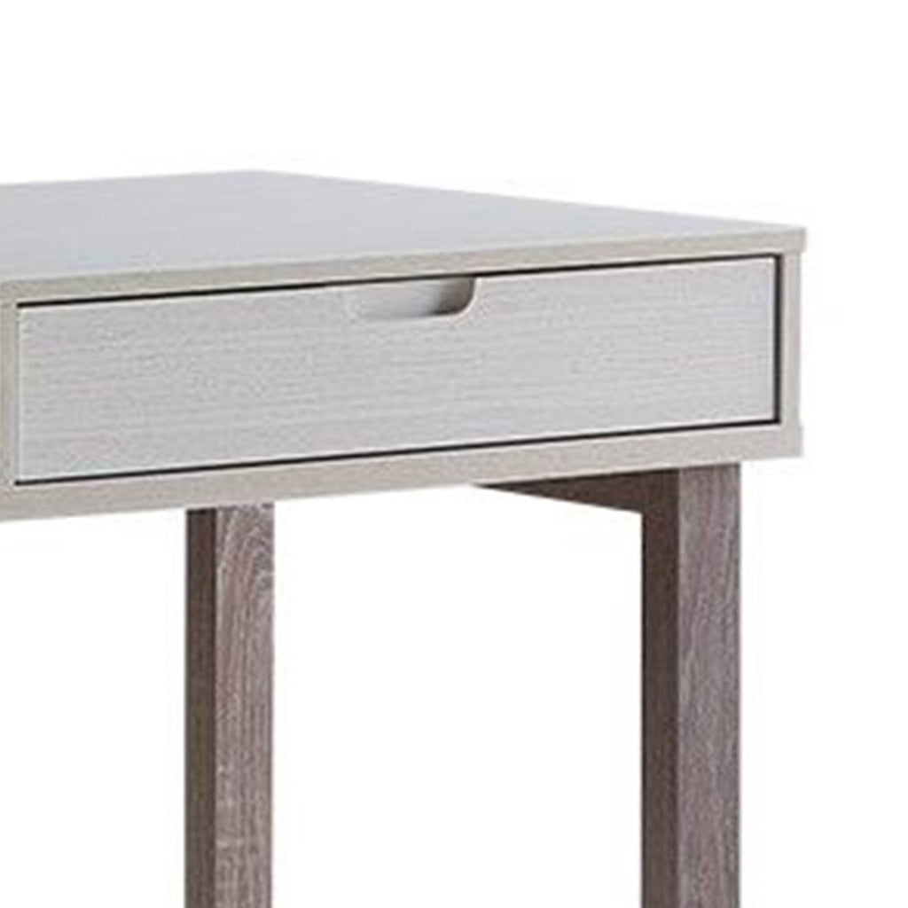 Ivory and Brown 2 Drawer Wooden Desk with Sled Base G579