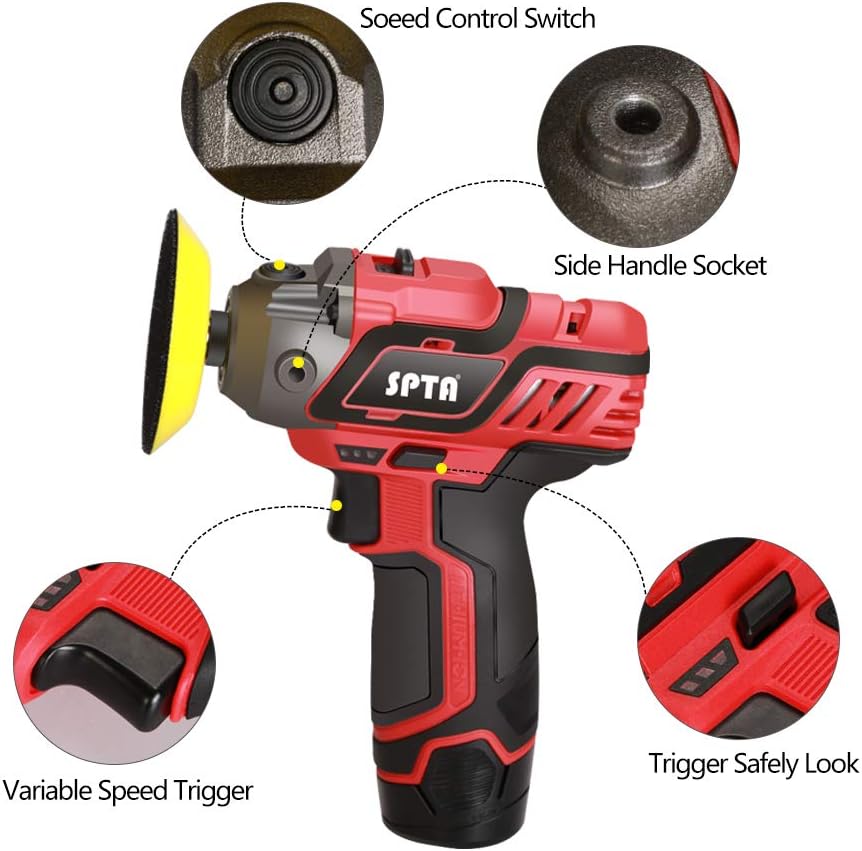 12V Cordless Car Polisher Tool Set with 1500mAh Li-ion Battery and Polishing Pads S122577