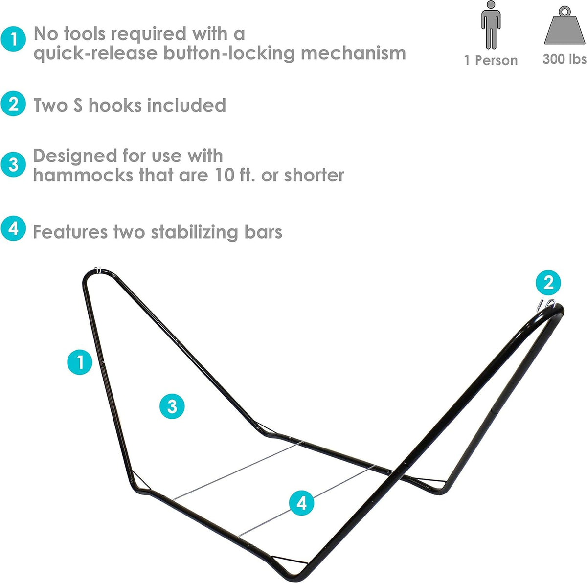 10 Foot Heavy-Duty Steel Hammock Stand L722
