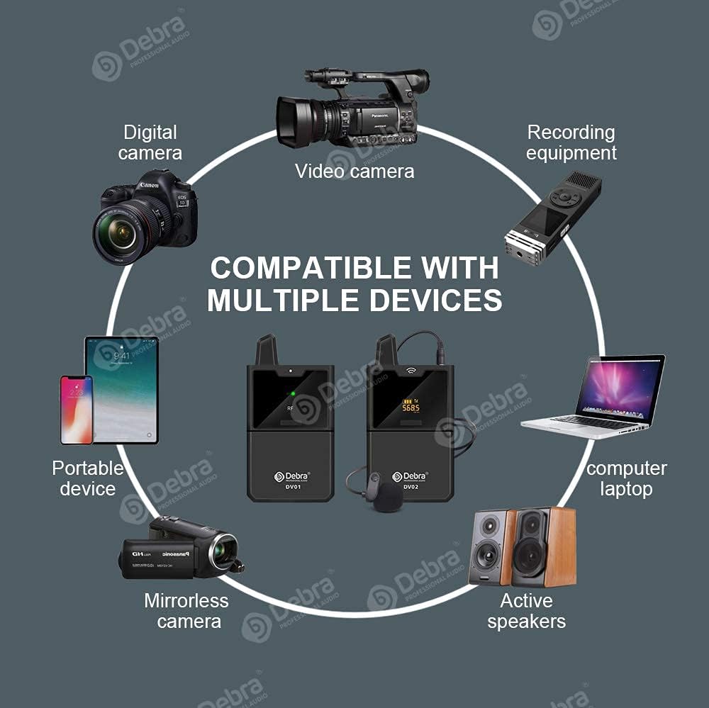 DV UHF Wireless Lavalier Microphone with Remote Monitor, Dual Mics F185263