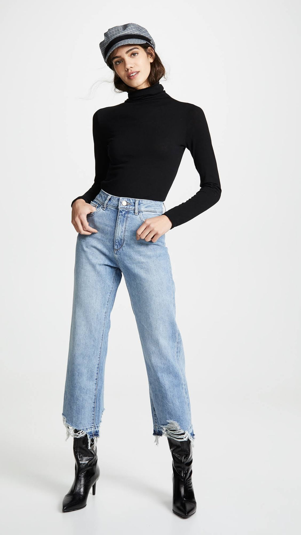 Slate Blue Wide Leg High Rise Jeans Q860