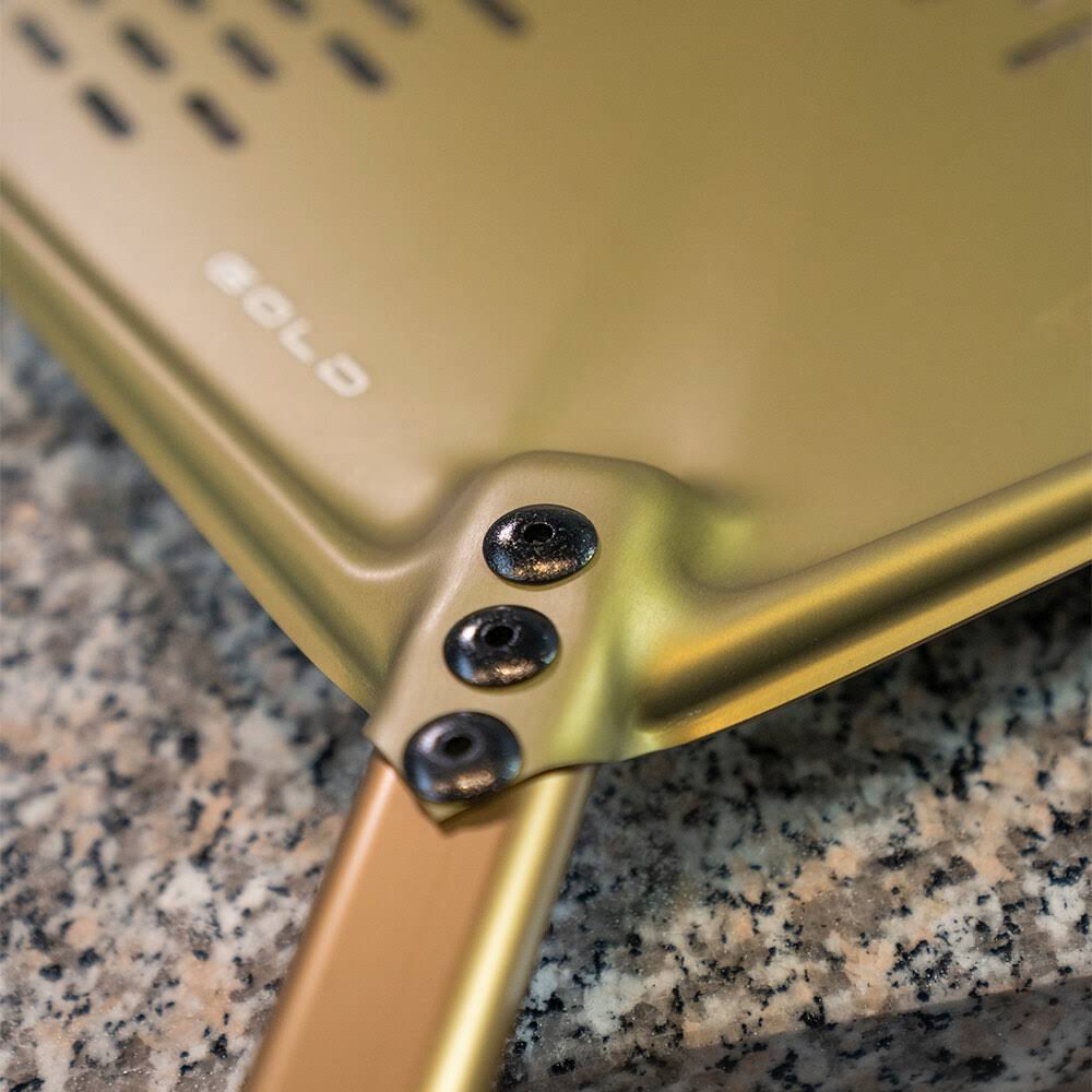 Gold 13x22 Anodized Aluminum Square Perforated Pizza Peel S14702