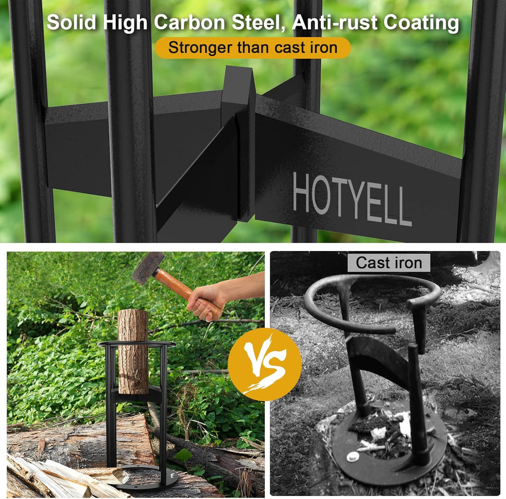 High Carbon Steel Manual Log Splitting Wedge Tool with Canvas Firewood Carrier K45050