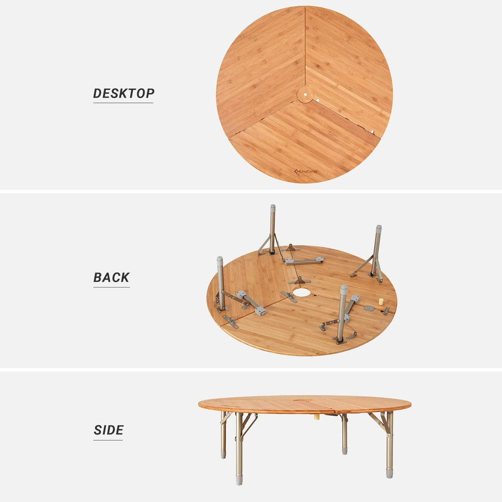 Bamboo Round Folding Table with Carry Bag J711446