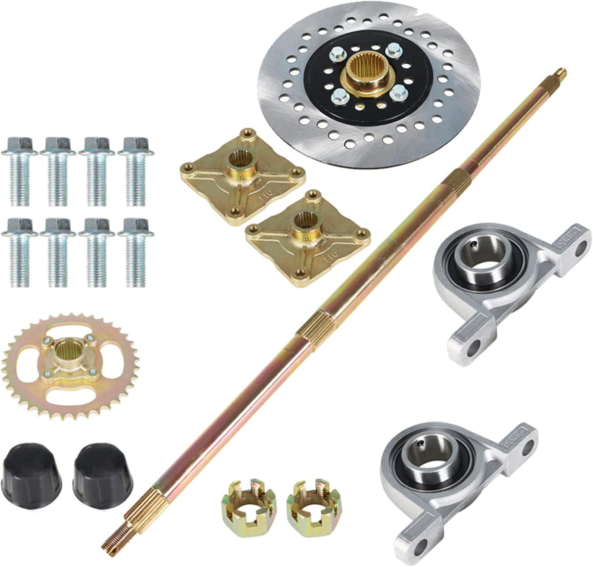 32 Live Rear Axle Kit Disc Rotor Wheel Hub Replacement for Go Kart ATV Quad Drift Trikes O593558