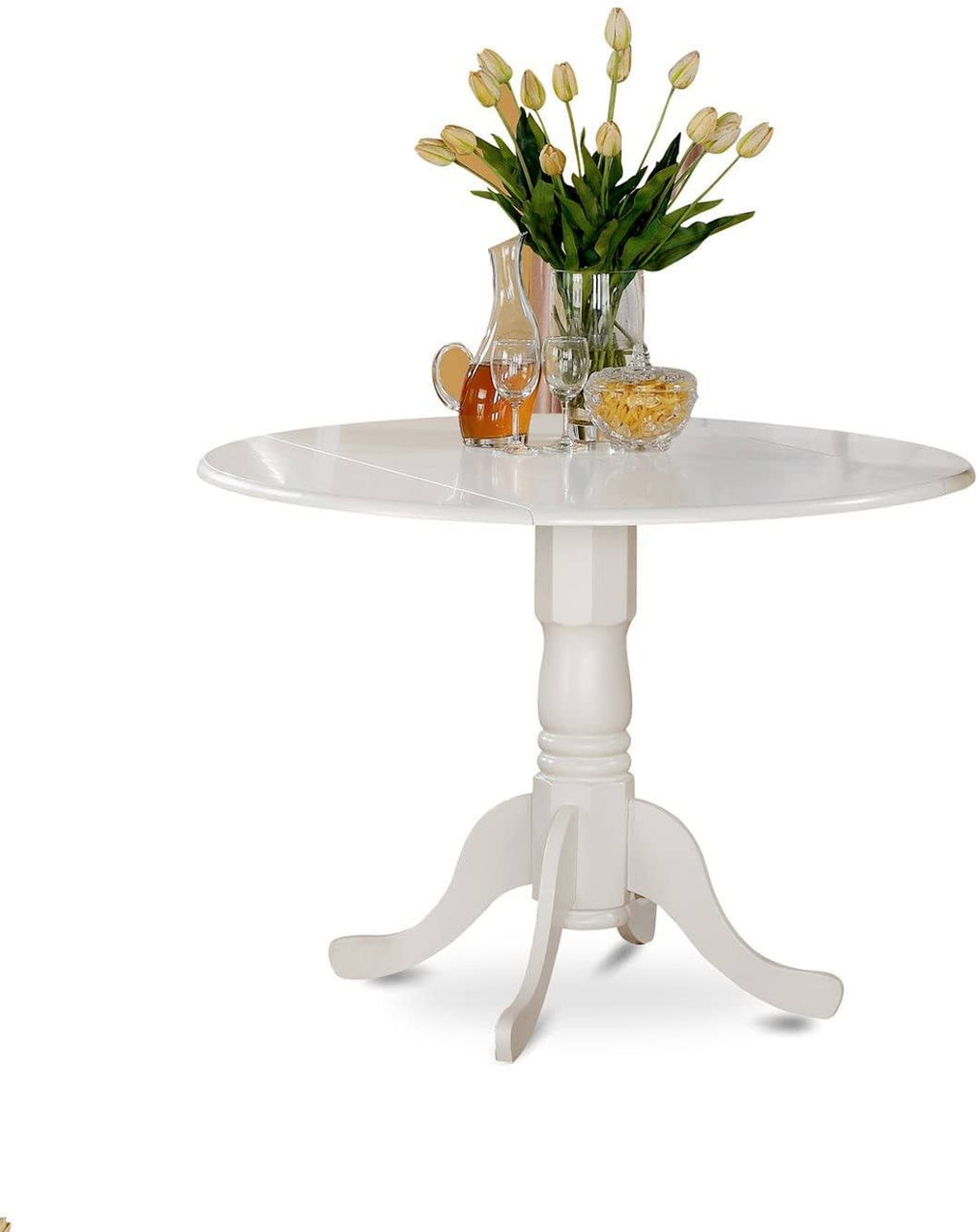 3PC Round Table with Two 9-Inch Drop Leaves and 2 Panel Back Chairs Y572