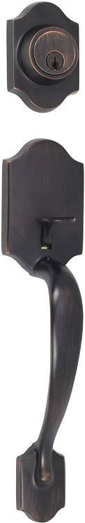 Single Cylinder Keyed Entry Handleset with Interior Knob or Lever Satin Nickel W4567