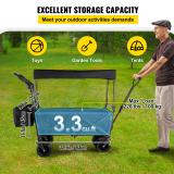 Collapsible Wagon Cart Black with Removable Canopy Oxford Cloth C93889
