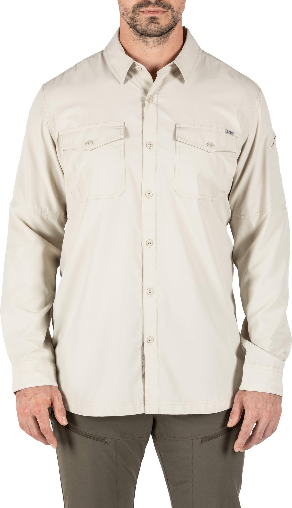 Volcanic Col Men's Long Sleeve Button-Down Shirt, 2 Chest Pockets, 100% Polyester, Regular Fit R124297