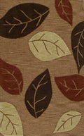 Brown Leaves Flowers 5' x 8' Oval Area Rug Z61536