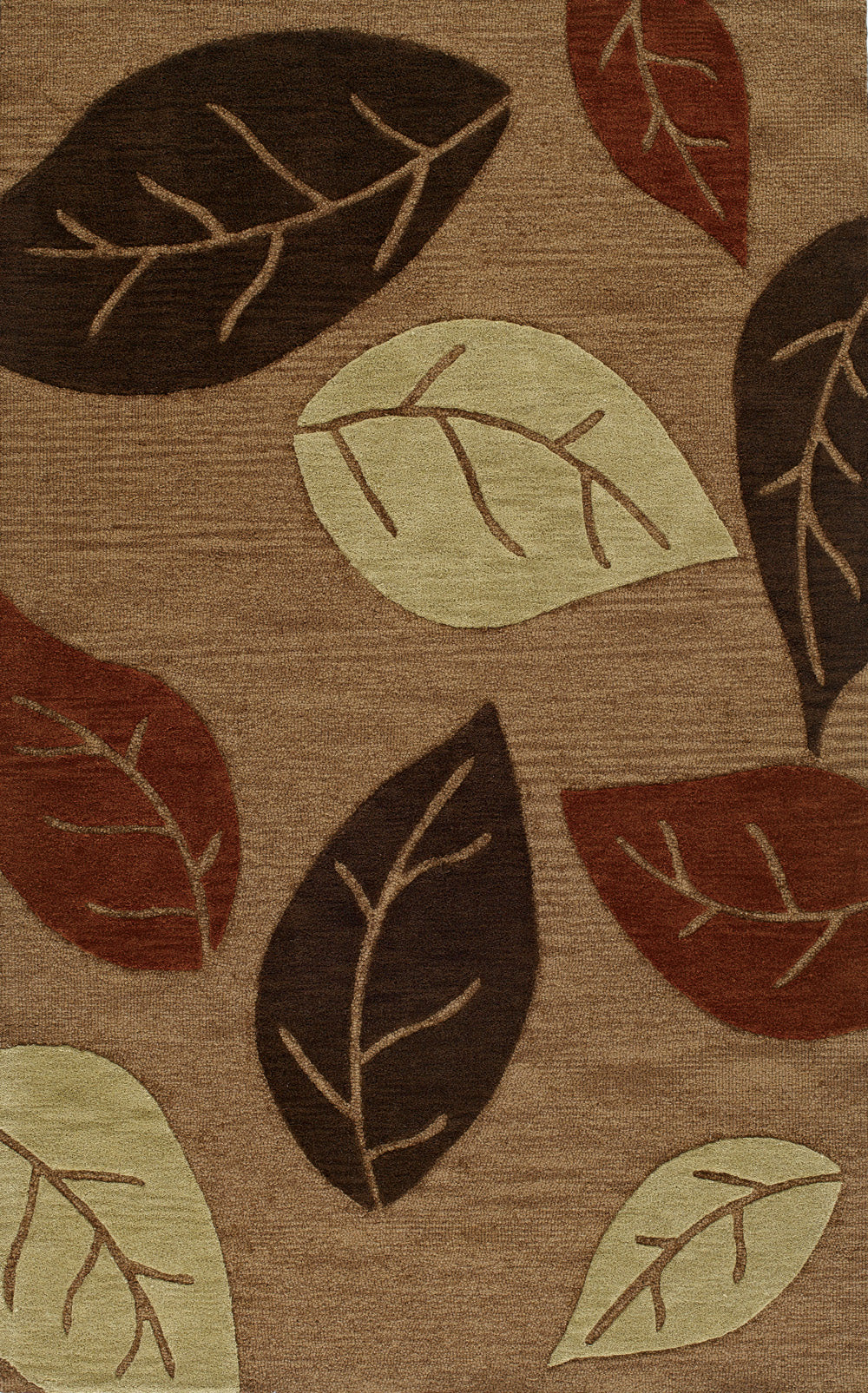Brown Leaves Flowers 5' x 8' Oval Area Rug Z61536