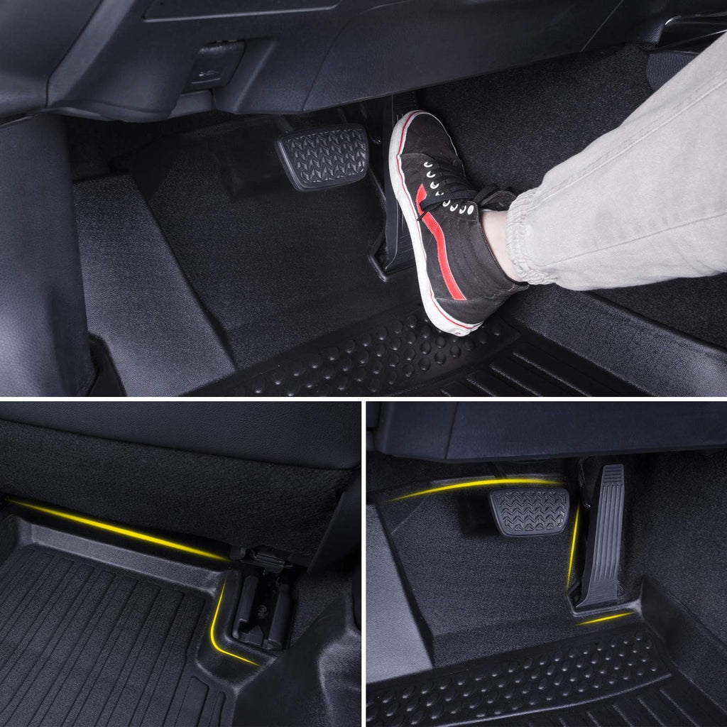 Black Front and Rear Car Mats for Honda Pilot 8 Seats D532