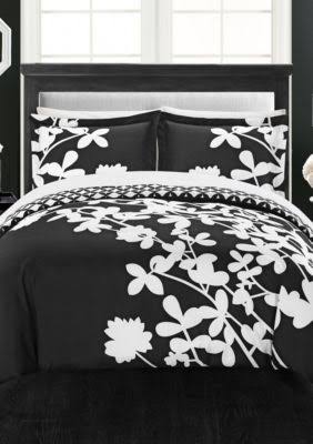 7-Piece Reversible Duvet Cover Set, Black, Queen A117