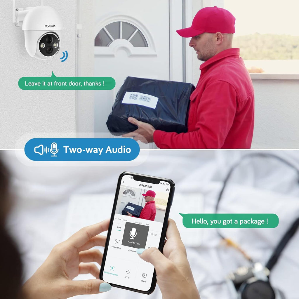 Solar Security Camera, 1080P Pan-Tilt Wireless WiFi Outdoor Battery Powered Surveillance Camera with Night Vision, 2-Way Audio, Motion Detection, SD Card & Cloud Storage P712