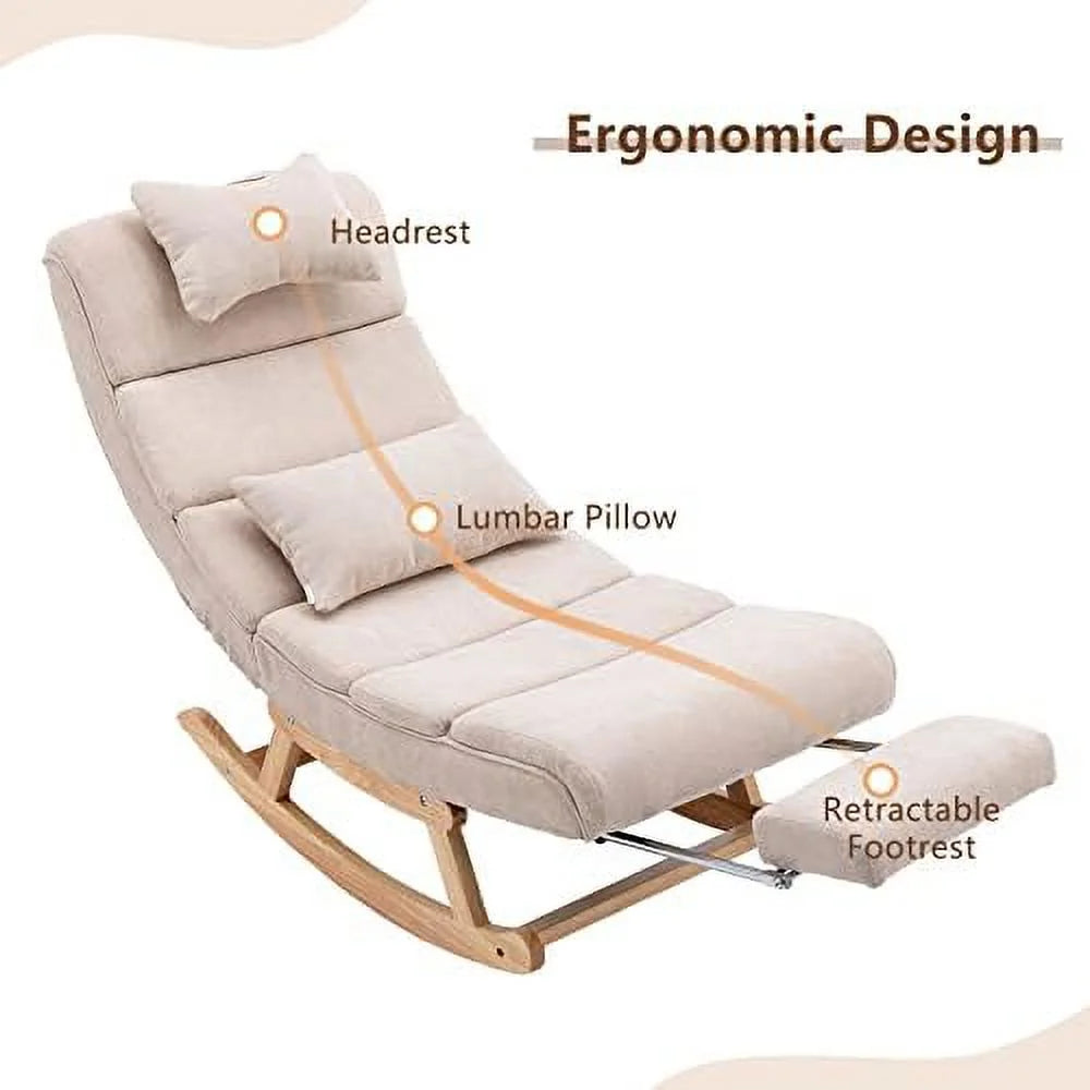 PU Leather Upholstered Rocking Recliner Chair with Pillows & Foot Q7705