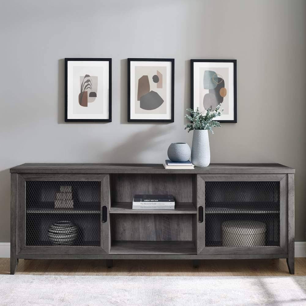 Industrial Sliding Mesh Door TV Console O968