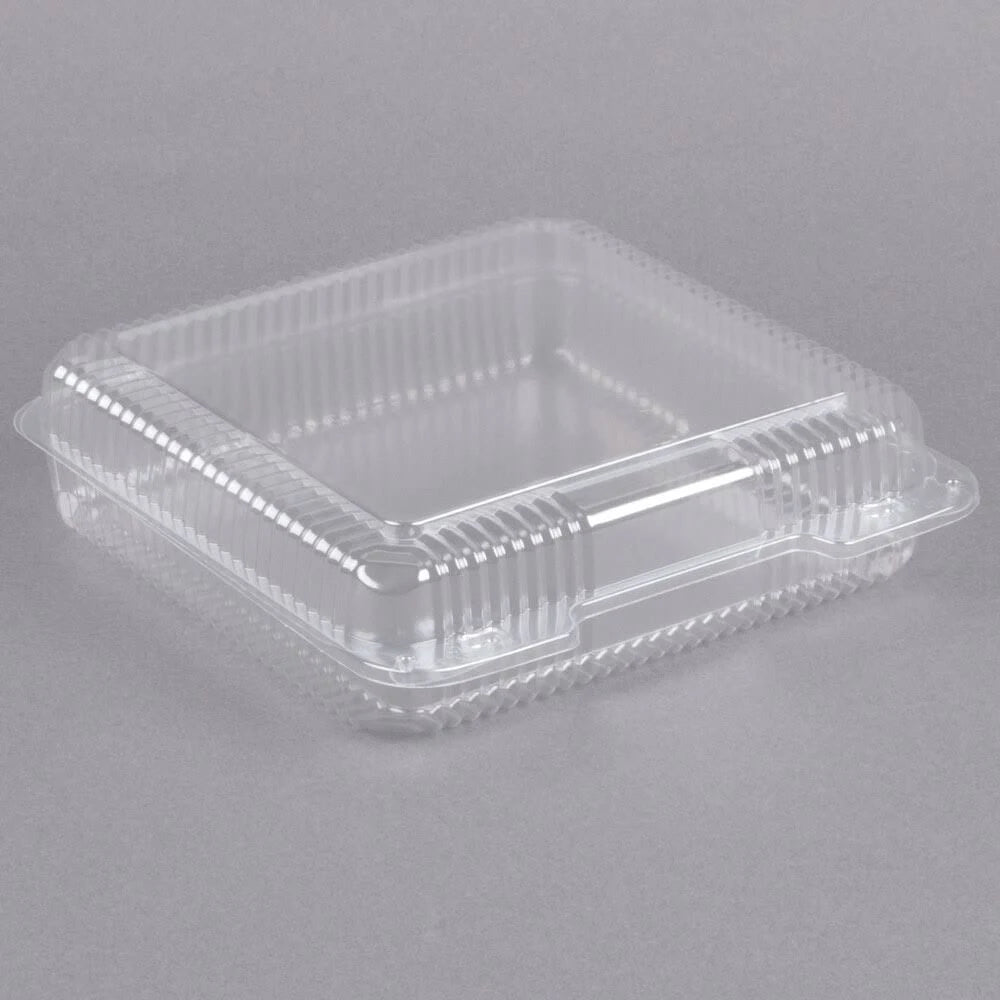 Clear Hinged Plastic Square Container - 250/Case O51054