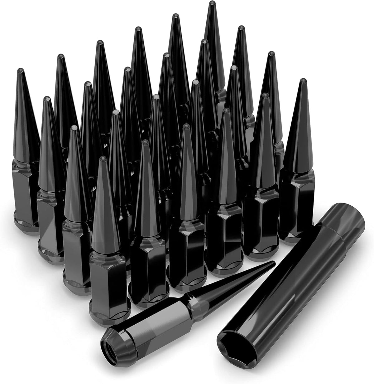 Chrome 1/2"-20 1-Pc Hex Spike Lug Nut Set, 25 Pack Z2309
