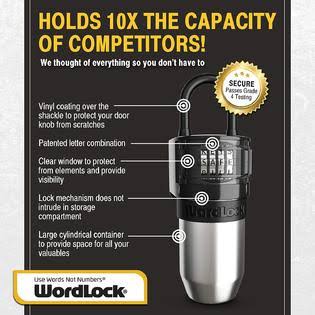 Wordlock Key Lock Box Large Capacity Secure Realtor Storage Lockbox with 4 Letter Word Combination Z1798