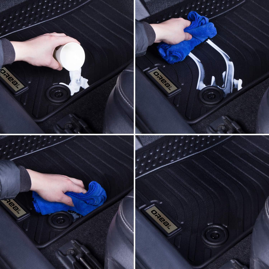 Black Front and Rear Car Mats for Honda Pilot 8 Seats D532