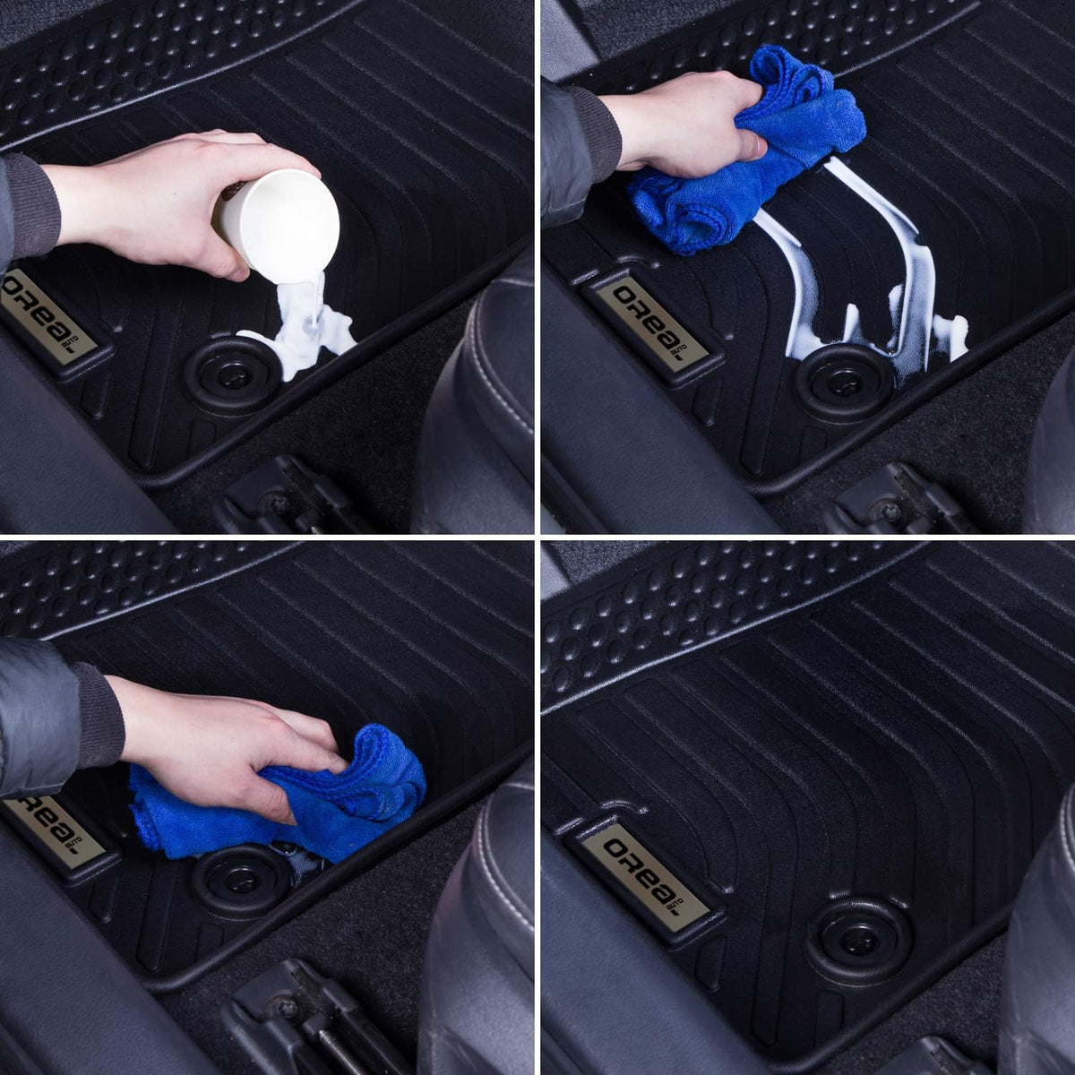 Black Front and Rear Car Mats for Honda Pilot 8 Seats D532