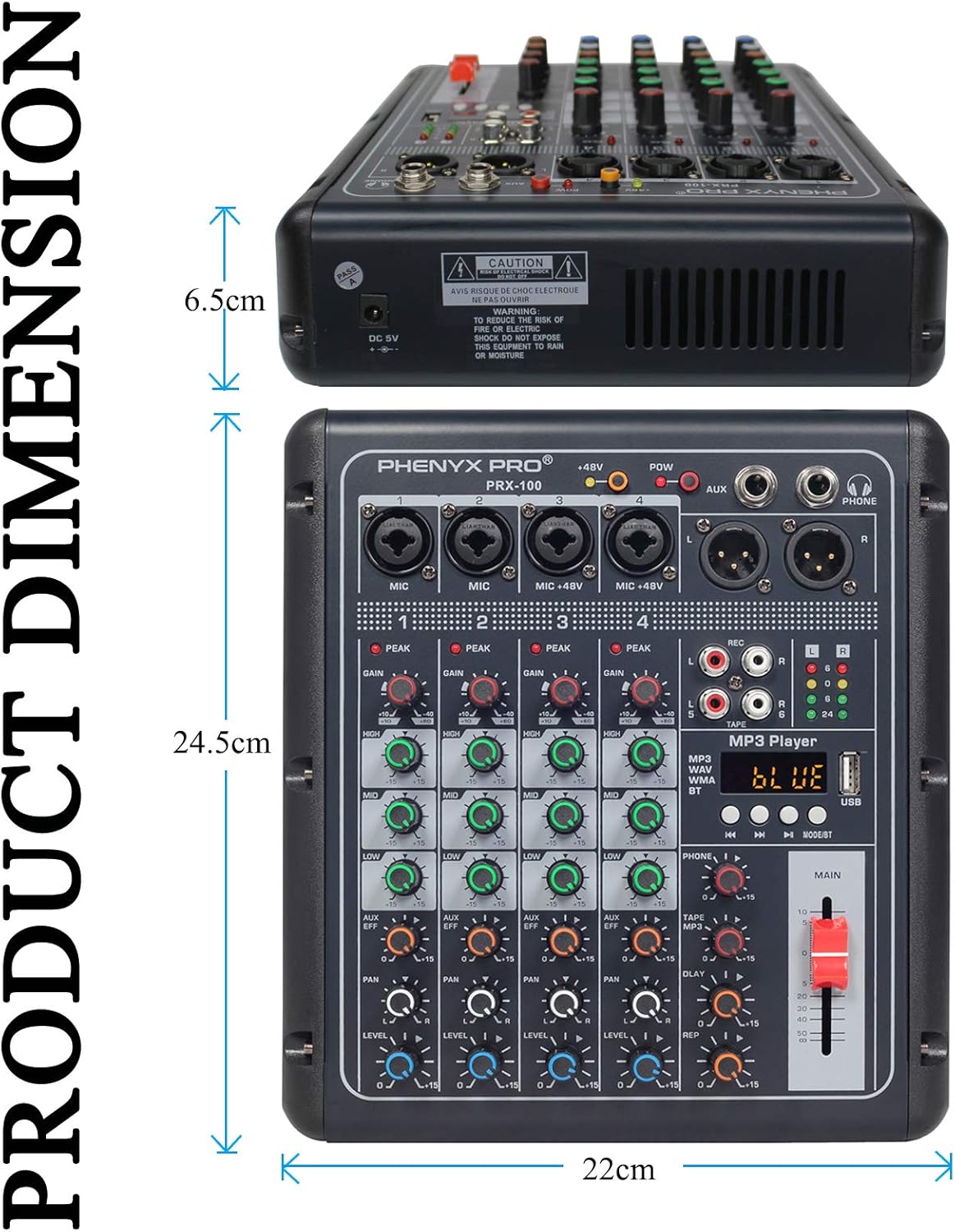 Compact 4-Channel Audio Mixer with USB Recording Interface U35441