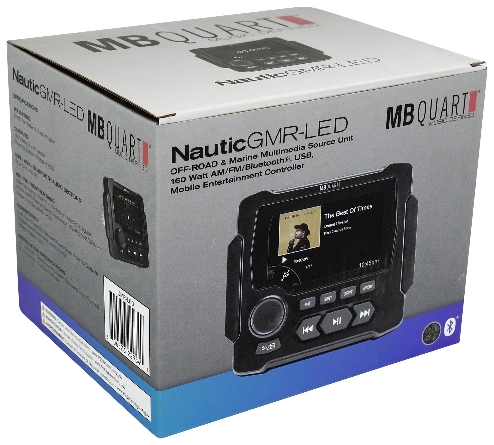 Marine Receiver with Bluetooth and 4 8" White LED Speakers V6826