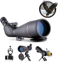 20-60x80 HD Spotting Scope with Tripod Carrying Bag Phone Adapter and Shutter Control Bak4 45° Eyepiece Telescope V305